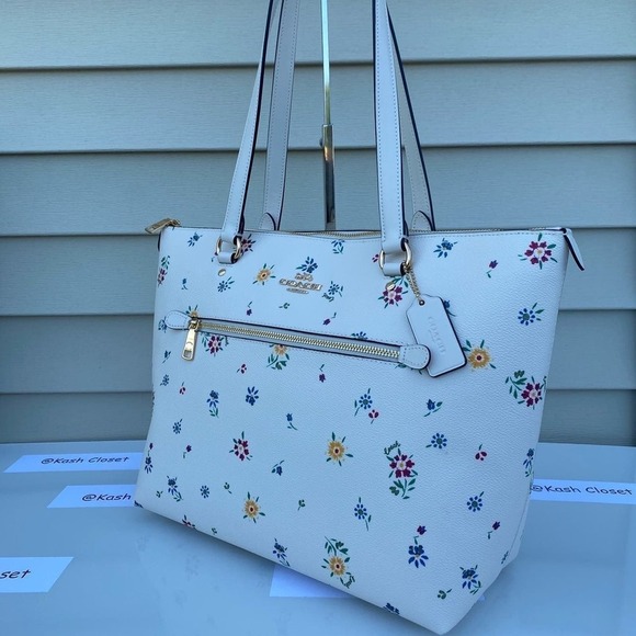 Coach Tote Purse Gallery Wildflower Printed Large Tote Chalk Multi - Picture 3 of 12